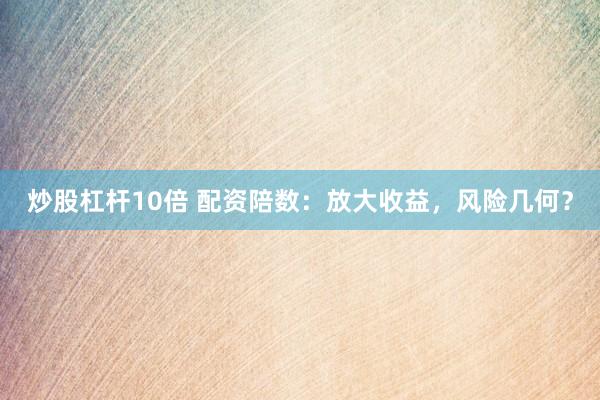 炒股杠杆10倍 配资陪数：放大收益，风险几何？