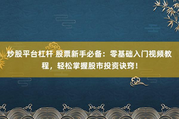 炒股平台杠杆 股票新手必备：零基础入门视频教程，轻松掌握股市投资诀窍！
