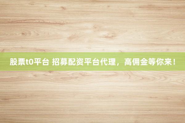 股票t0平台 招募配资平台代理，高佣金等你来！