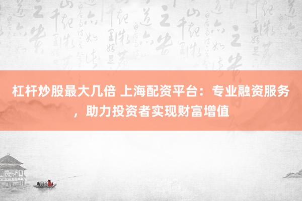 杠杆炒股最大几倍 上海配资平台：专业融资服务，助力投资者实现财富增值