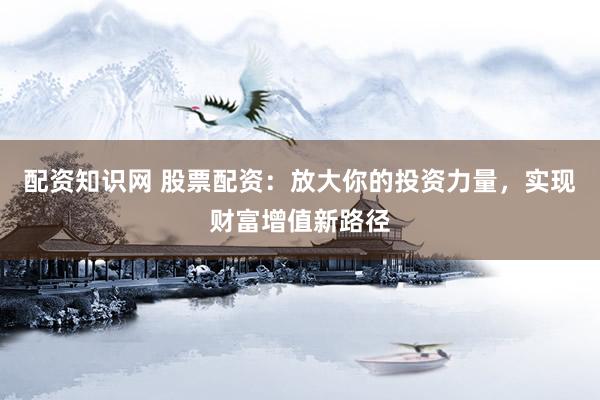 配资知识网 股票配资：放大你的投资力量，实现财富增值新路径
