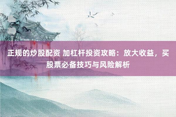 正规的炒股配资 加杠杆投资攻略：放大收益，买股票必备技巧与风险解析