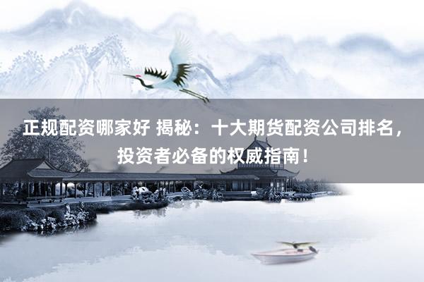 正规配资哪家好 揭秘：十大期货配资公司排名，投资者必备的权威指南！