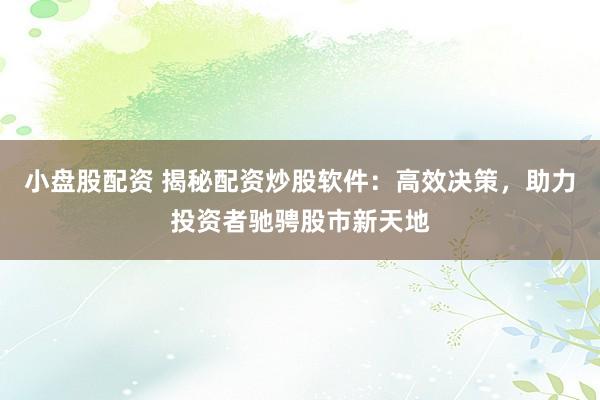 小盘股配资 揭秘配资炒股软件：高效决策，助力投资者驰骋股市新天地