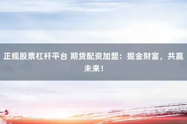 正规股票杠杆平台 期货配资加盟：掘金财富，共赢未来！